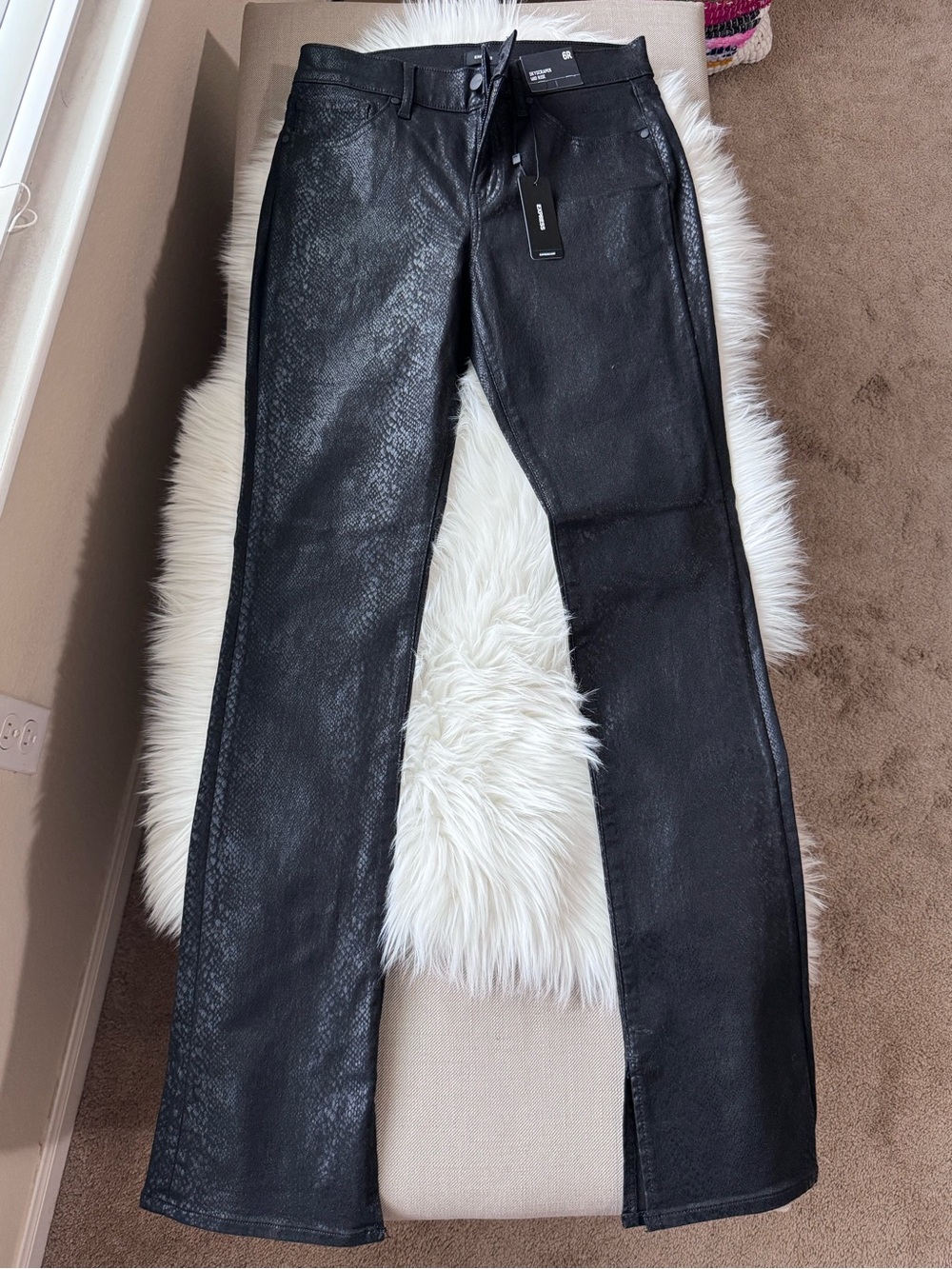 NWT Express coated jeans with snakeskin pattern